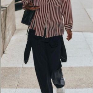 Zara Burgundy and White Striped blouse